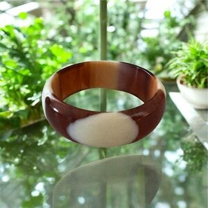 Vintage Elegant Brown and Cream Bangle Bracelet